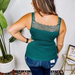 Iris & Rainbow Boutique #N362 Lily Lace Cami (Ever Green) New Arrivals