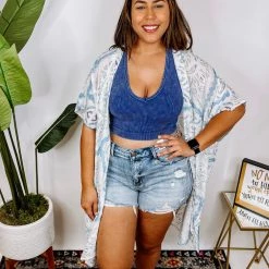 Iris & Rainbow Boutique #M219 Aztec Mood Kimono (Blue)