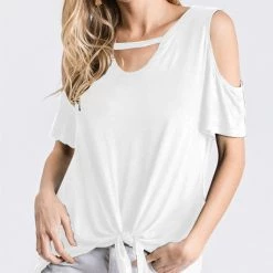 Iris & Rainbow Boutique New Arrivals #A127 Angel Glow Cold Shoulder Top