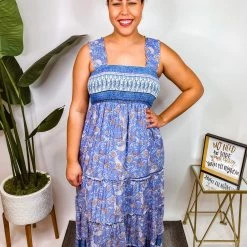 Iris & Rainbow Boutique New Arrivals #M342 My Jam Maxi Dress (Blue)