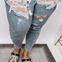 Iris & Rainbow Boutique New Arrivals #N271 Lace Patch Judy Blue Skinny Jeans