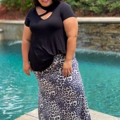 Boutique Simplified Snow Leopard Maxi Skirt New Arrivals