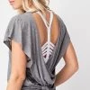 Iris & Rainbow Boutique New Arrivals #952 Lisa's Open Back Top (gray)