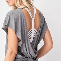 Iris & Rainbow Boutique New Arrivals #952 Lisa's Open Back Top (gray)