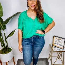 Iris & Rainbow Boutique New Arrivals #M998 Daylight Greeny Top