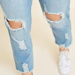 Iris & Rainbow Boutique #B119 Summer Distressed Drawstring Jeans