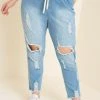Iris & Rainbow Boutique #B119 Summer Distressed Drawstring Jeans