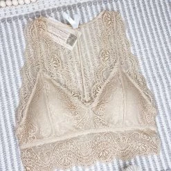Iris & Rainbow Boutique New Arrivals #M390 Hourglass Back Lace Bralette (Tan)