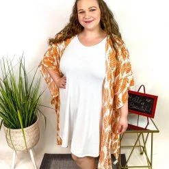 Iris & Rainbow Boutique #M671 Orange Crush Kimono
