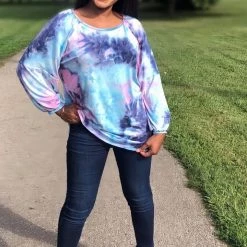 Boutique Simplified Blown Away Tie Dye Long Sleeve