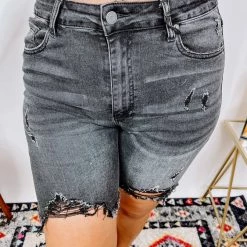 Iris & Rainbow Boutique #N313 Night Away Distressed Long Shorts New Arrivals