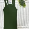 Iris & Rainbow Boutique #M366 Ribbed Racerback Tank (Army Green)