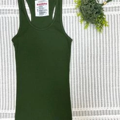 Iris & Rainbow Boutique #M366 Ribbed Racerback Tank (Army Green)