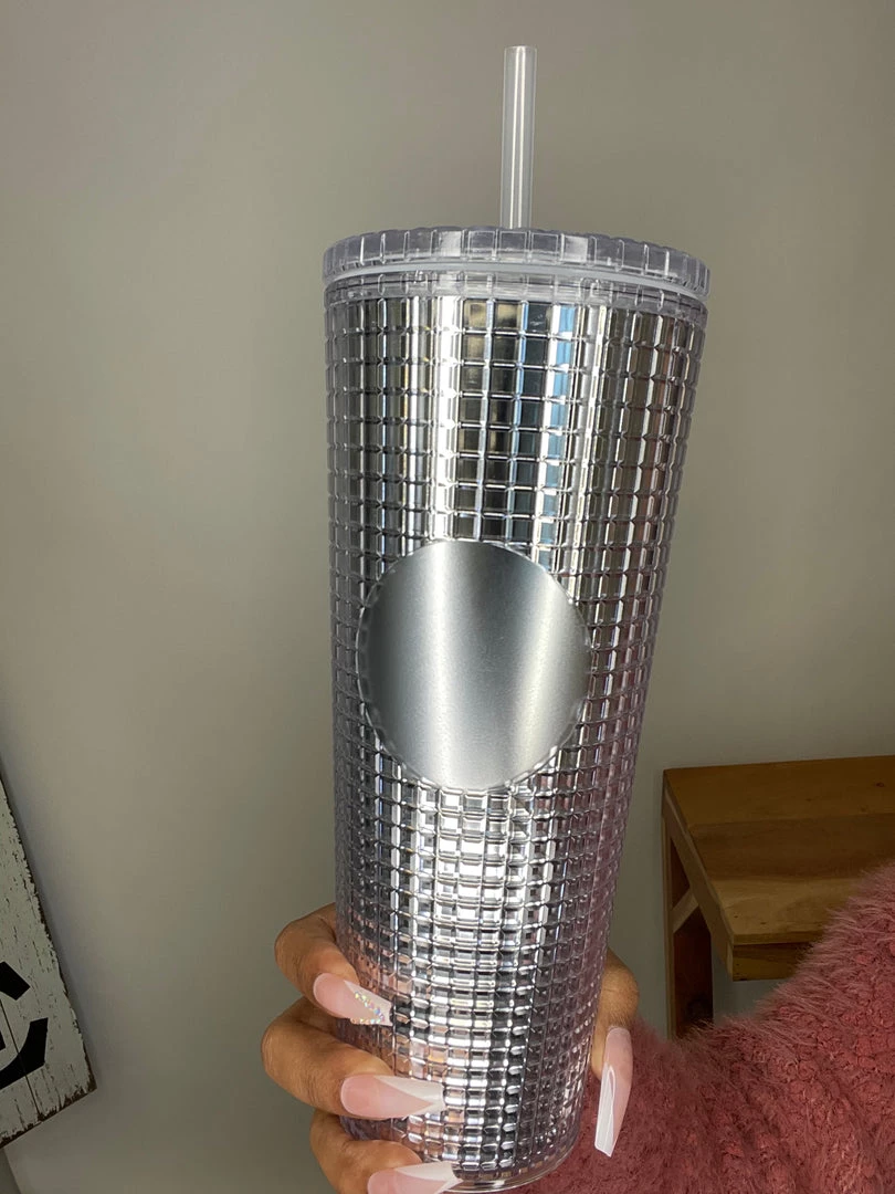 Iris & Rainbow Boutique New Arrivals #L660 Grid Tumbler (SILVER) 3 Iris & Rainbow Boutique New Arrivals #L660 Grid Tumbler (SILVER)