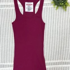 Iris & Rainbow Boutique New Arrivals #M362 Ribbed Racerback Tank (Wine)