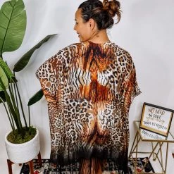 Iris & Rainbow Boutique New Arrivals #N327 Flowy Leopard Kimono