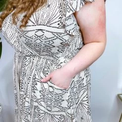 Iris & Rainbow Boutique New Arrivals #N203 Empire Waist Geometric Print Dress