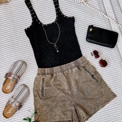 Iris & Rainbow Boutique #L447 Flawless In Studs POL Top (Black) New Arrivals