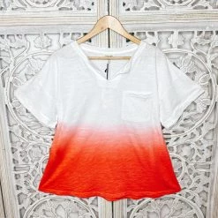 Iris & Rainbow Boutique #M435 Deep Dyed In The Moment Top (Coral) New Arrivals