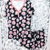 Iris & Rainbow Boutique #M655 Black Floral Pajamas New Arrivals