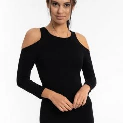 Iris & Rainbow Boutique #L661 Sexy And Stunning Cold Shoulder Top (Black) New Arrivals