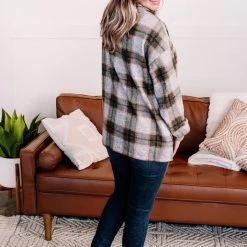 No Ship Drop Ship Checking It Twice Olive & Pink Cowl Neck Top