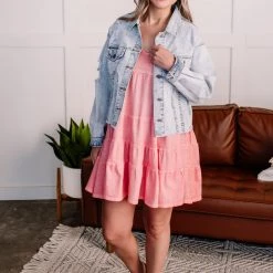 No Ship Drop Ship Spring Fling Tiered Dress In Washed Tangerine New Arrivals