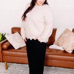 No Ship Drop Ship What's Your Pointelle Sweater In Cream New Arrivals