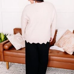 No Ship Drop Ship What's Your Pointelle Sweater In Cream New Arrivals