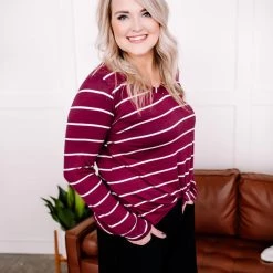 No Ship Drop Ship The Stripes Have It Long Sleeve Top In Magenta New Arrivals
