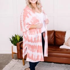 No Ship Drop Ship New Arrivals Skip A Beat Cardigan In Coral Ombre
