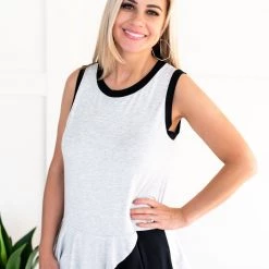 No Ship Drop Ship You've Got Me Sleeveless Top In Black & Gray