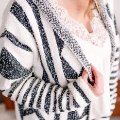 No Ship Drop Ship Half Way To Alright Navy & Cream Aztec Cardigan New Arrivals