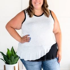 No Ship Drop Ship You've Got Me Sleeveless Top In Black & Gray 19 No Ship Drop Ship You've Got Me Sleeveless Top In Black & Gray