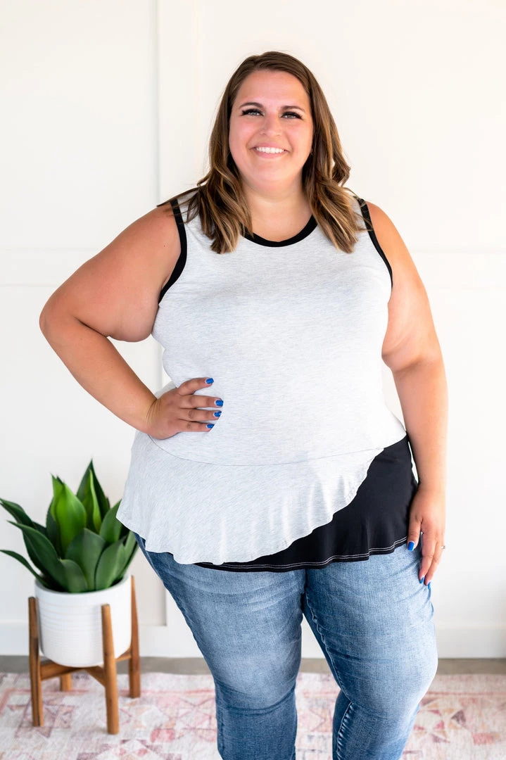 No Ship Drop Ship You've Got Me Sleeveless Top In Black & Gray 11 No Ship Drop Ship You've Got Me Sleeveless Top In Black & Gray