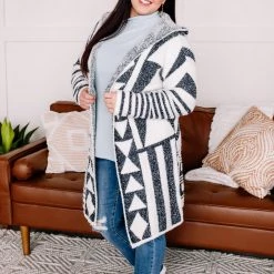 No Ship Drop Ship Half Way To Alright Navy & Cream Aztec Cardigan New Arrivals