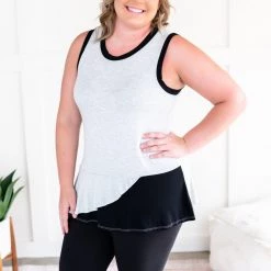 No Ship Drop Ship You've Got Me Sleeveless Top In Black & Gray 16 No Ship Drop Ship You've Got Me Sleeveless Top In Black & Gray