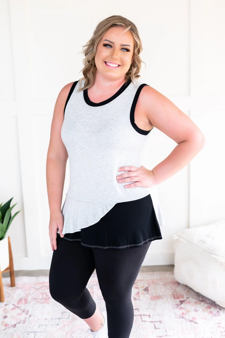 No Ship Drop Ship You've Got Me Sleeveless Top In Black & Gray 8 No Ship Drop Ship You've Got Me Sleeveless Top In Black & Gray