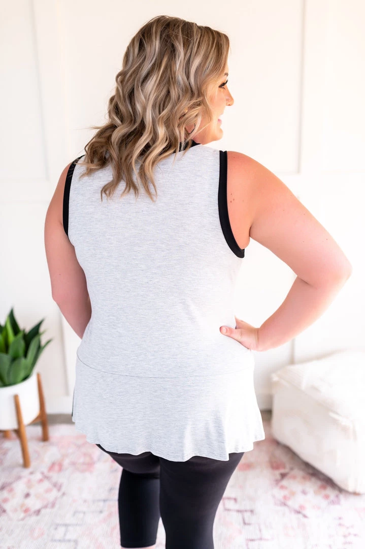 No Ship Drop Ship You've Got Me Sleeveless Top In Black & Gray 9 No Ship Drop Ship You've Got Me Sleeveless Top In Black & Gray