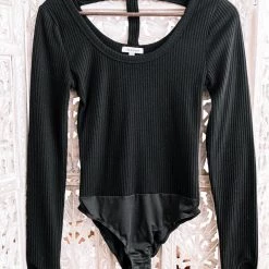 No Ship Drop Ship Rock Your Bodysuit In Black Ribbed Knit New Arrivals