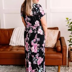 No Ship Drop Ship New Arrivals Take My Hand Maxi Dress In Dark Florals