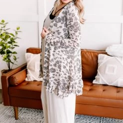 No Ship Drop Ship Running Wild Subtle Animal Print Cardigan