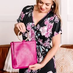 No Ship Drop Ship Gold Ring Handbag In Bright Orchid By Joy Susan New Arrivals