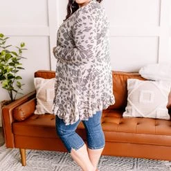 No Ship Drop Ship Running Wild Subtle Animal Print Cardigan