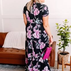 No Ship Drop Ship New Arrivals Take My Hand Maxi Dress In Dark Florals