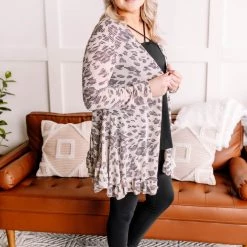 No Ship Drop Ship Running Wild Subtle Animal Print Cardigan