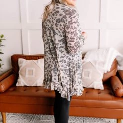 No Ship Drop Ship Running Wild Subtle Animal Print Cardigan