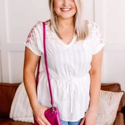 No Ship Drop Ship New Arrivals Gotta Hold On Embroidered Savannah Jane Top