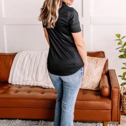 No Ship Drop Ship New Arrivals Oh, Hey There Ruched Button Down Top In Black