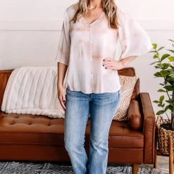 No Ship Drop Ship New Arrivals Go With The Flow Top In Blushy Taupe